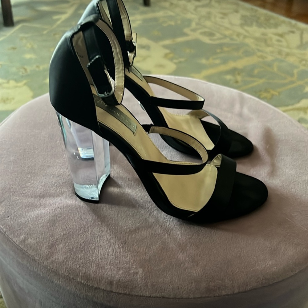 Betsey Johnson Black Sandals with Lucite Heel